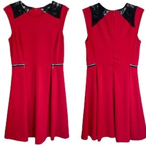 Mossimo Red Dress with Black Lace Detail